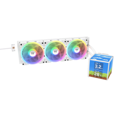 Thermaltake MINECUBE 360 Ultra ARGB with 3.95" Quad-LCD Cube Display AIO Liquid CPU Cooler White Edition