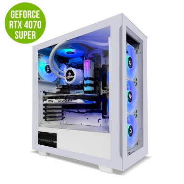 Thermaltake Computer System Rapture PRO V5 SNOW Edition – AMD 5 7500F / 4070 SUPER /  B650 WIFI/ 32G RGB D5/ Customizable LCD RGB AIO/ V350 SNOW