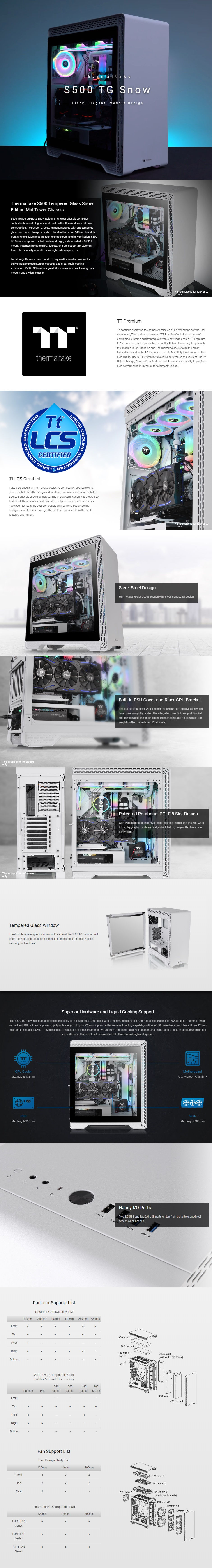 Thermaltake S500 Tempered Glass Mid-Tower Case Snow Edition